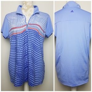 Adidas Zip Up Golf Mock Collar Short Sleeve Polo